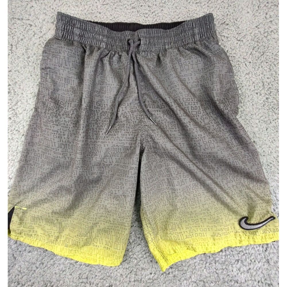 Nike Just Do It Trunks‎ Men's S Grey All Over Print Men's Swim Beach Shorts